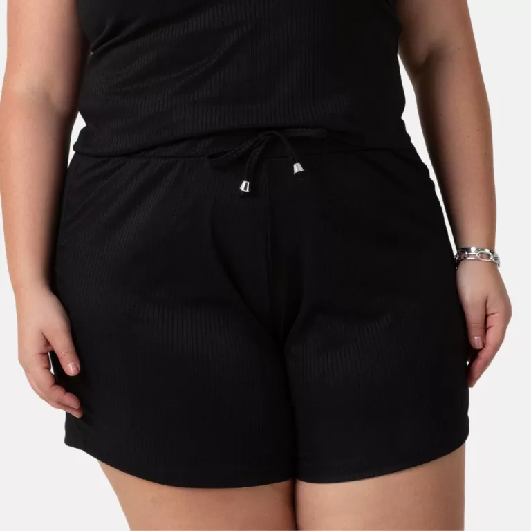 Shorts Canelado Feminino Plus Size Várias Cores A