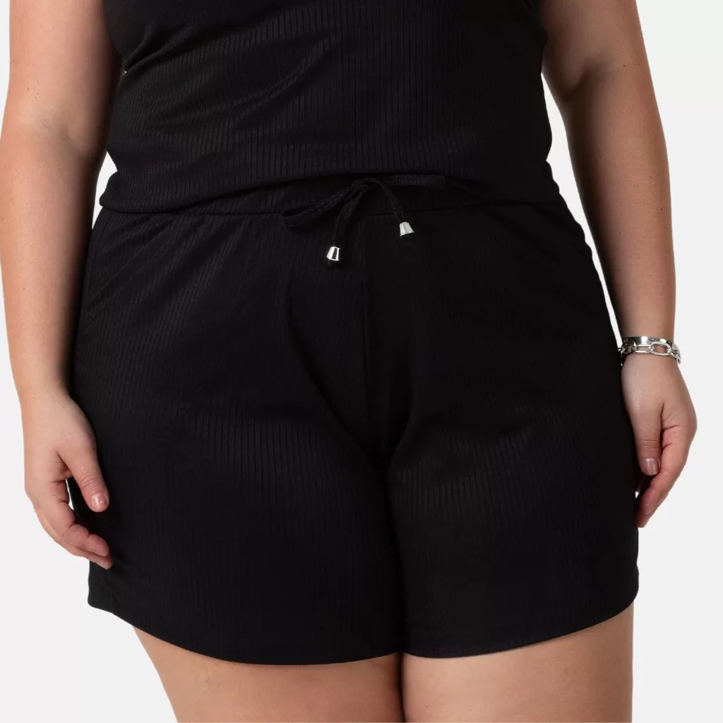 Shorts Canelado Feminino Plus Size Várias Cores Até G4 1217-C1