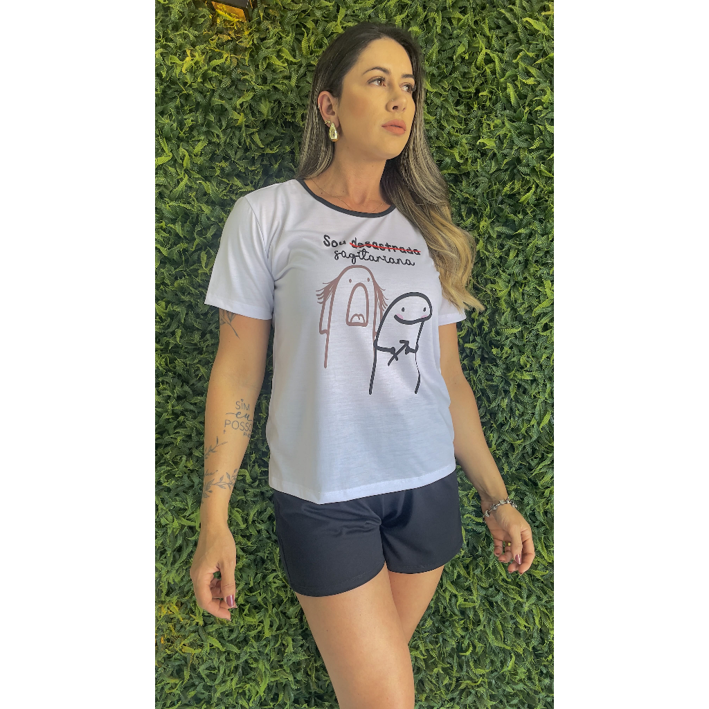 Pijama Feminino Adulto Signos Flork Bentô Curto De Verão