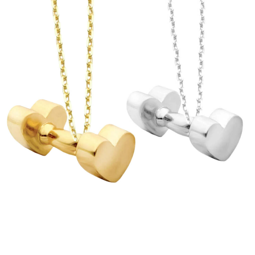 Kit Colar Feminino Cadeado 45cm Com Pingente Halter Coração Banhado A Ouro 18K/ Prata 925