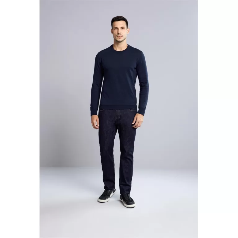 Tricot Básico Gola Careca – Azul Marinho