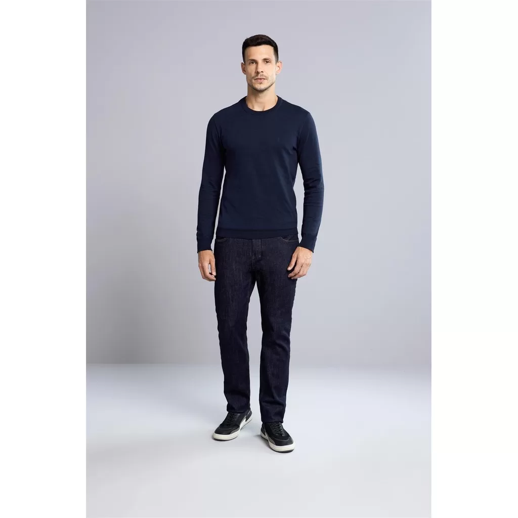 Tricot Básico Gola Careca – Azul Marinho