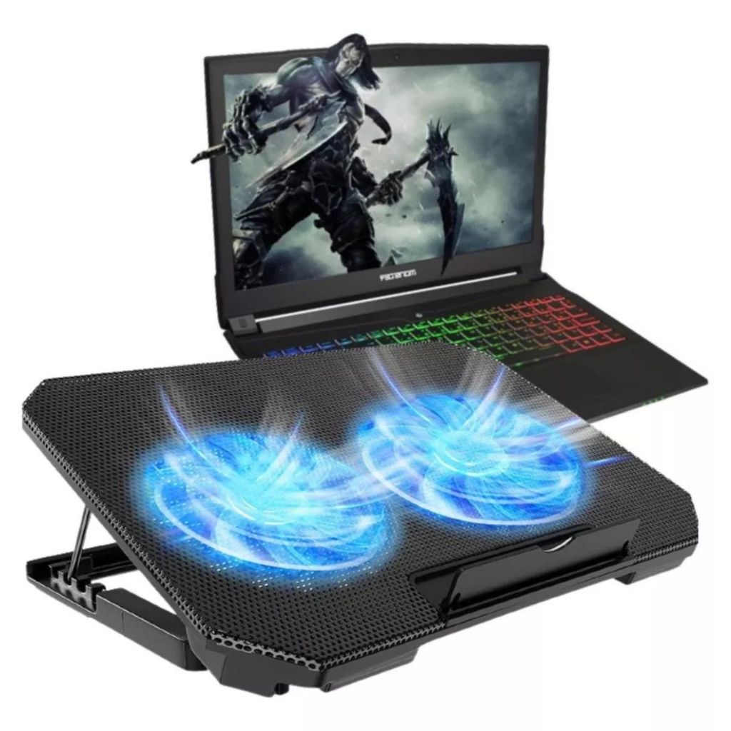 Base Para Notebook  2 Cooler B-MAX Eficiente Suporte Led Refrigerada Ventilação Silenciosa Cor Preto