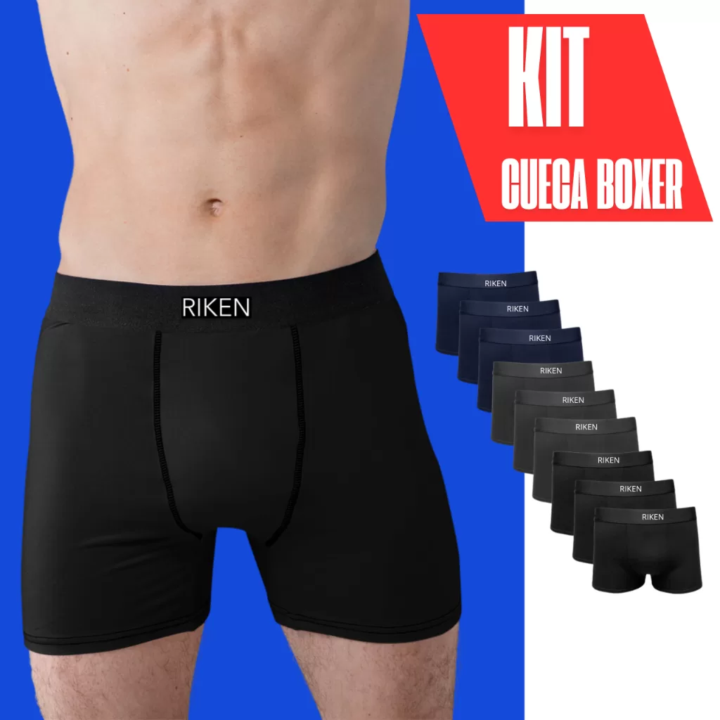 Kit 7 Cueca Boxer Microfibra Masculina Premium Lisa Forro 100% Algodão