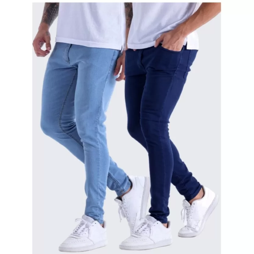 Kit 2 Calças Jeans Masculina Super Skinny Premium Com Elastano
