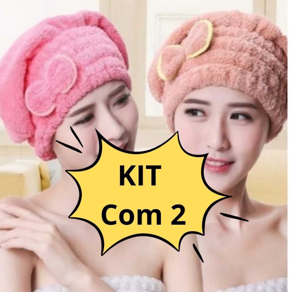 KIT COM 2 Touca Pós Banho Micro fibra Secagem Rápida Com Laço De Borboleta Coisas Diferentes para Ca