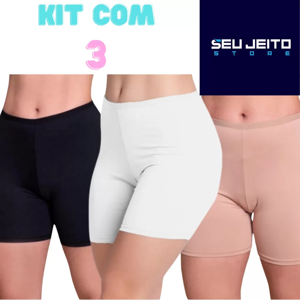 Kit 3 Short Segunda Pele Anágua Liso Para Vestir Por Baixo da Roupa Anágua