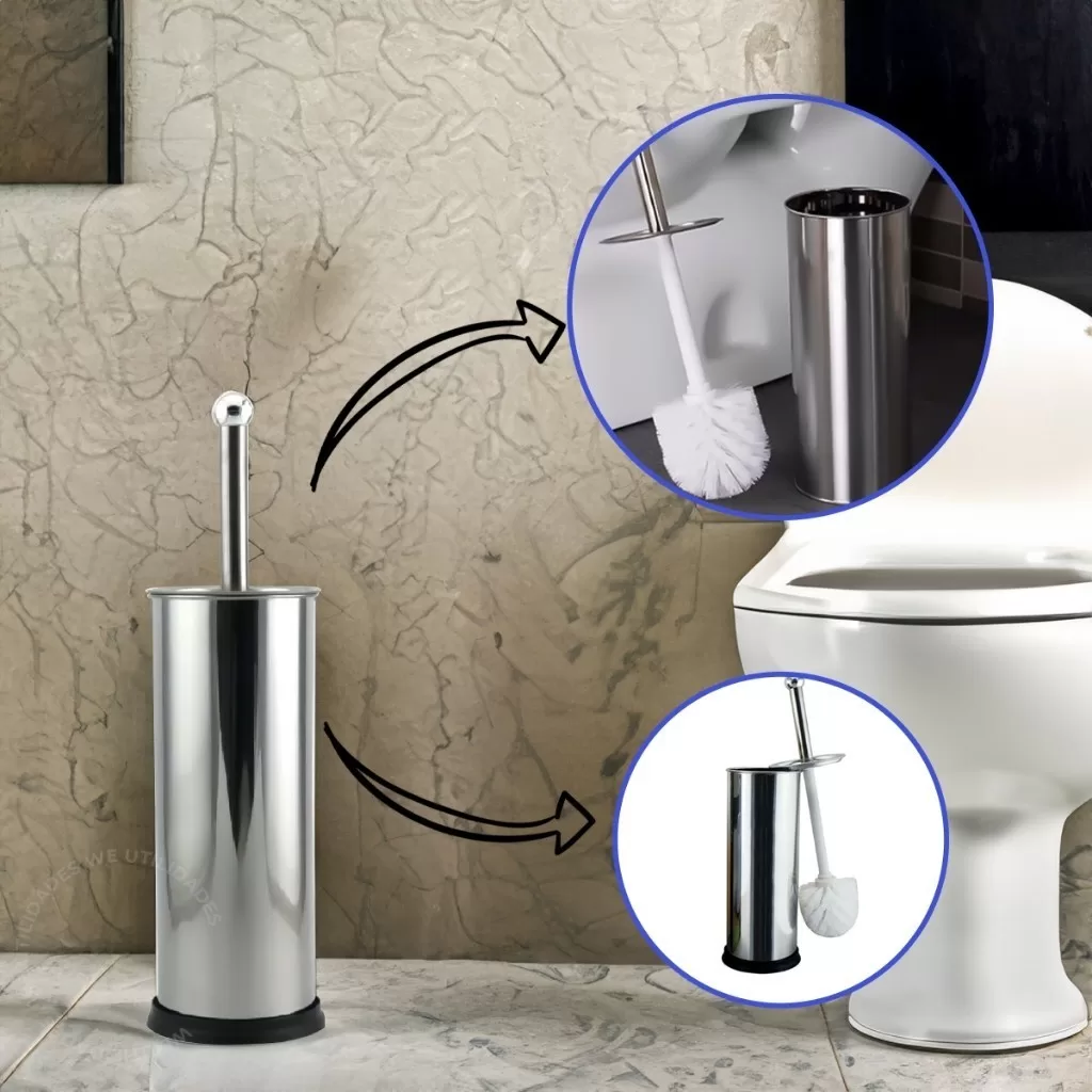 Escova Sanitário Inox Suporte Limpa Vaso Privada