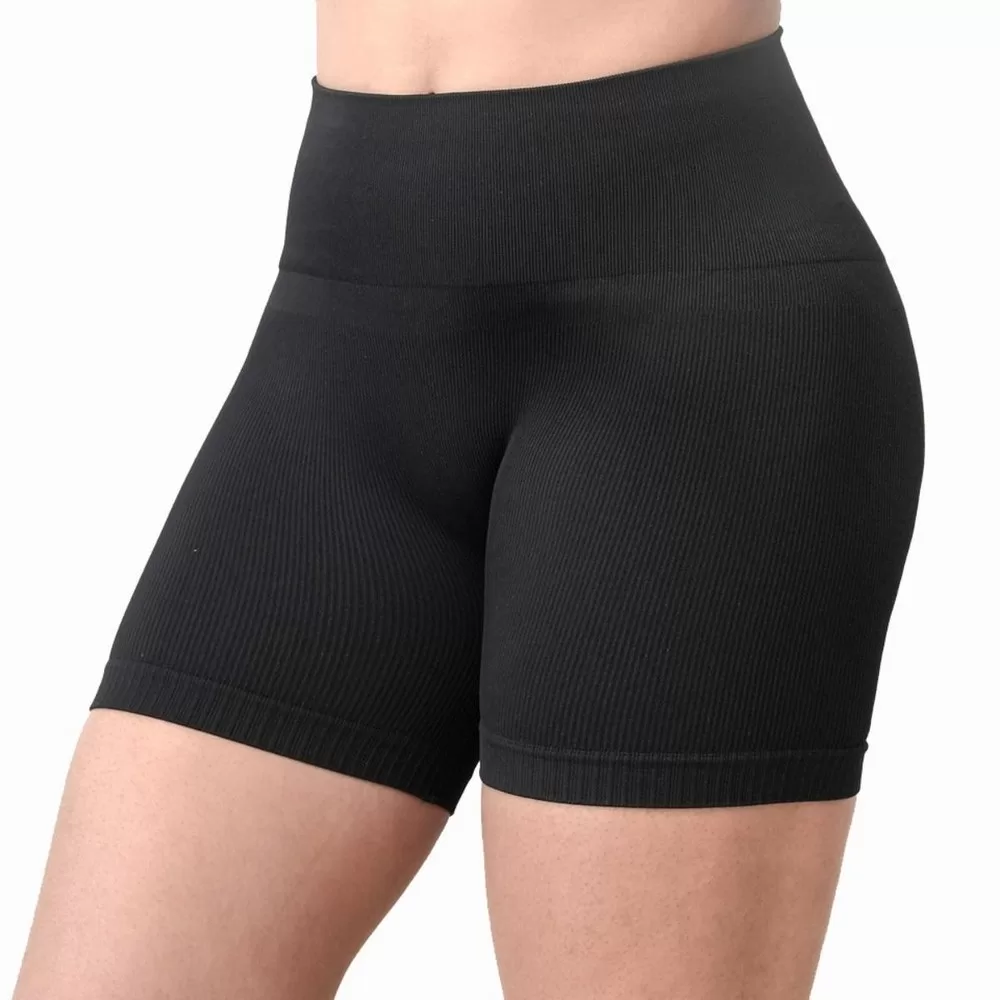 Short Legging Lupo Canelado Seamless – Preto