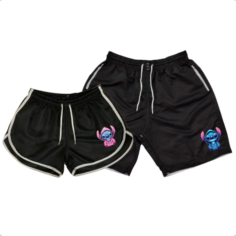 Conjunto Shorts de Casal Stitch Bermudas Para Casa
