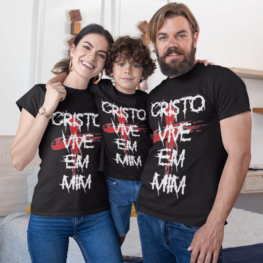 Camisetas Cristo Vive em Mim Religiosa Monte seu Kit Familia -Valor de 1 peça