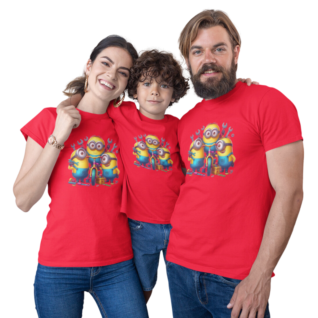 Camisas Camiseta Aniversario Minions C87 Monte seu Kit Familia -Valor de 1 peça