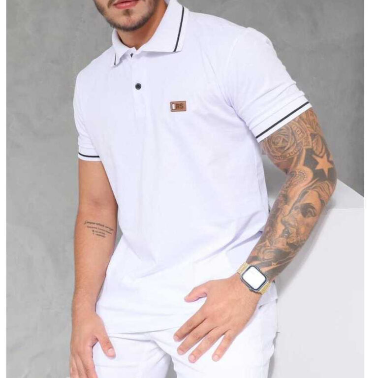 camiseta masculina adulto algodão moda  gola polo
