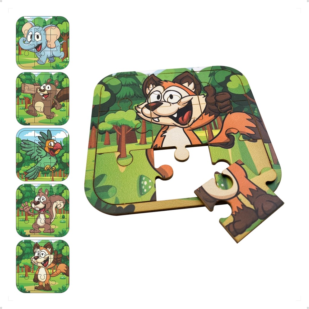 Kit Diversão 5 Quebras Cabeças Peças Criatividade Infantil
