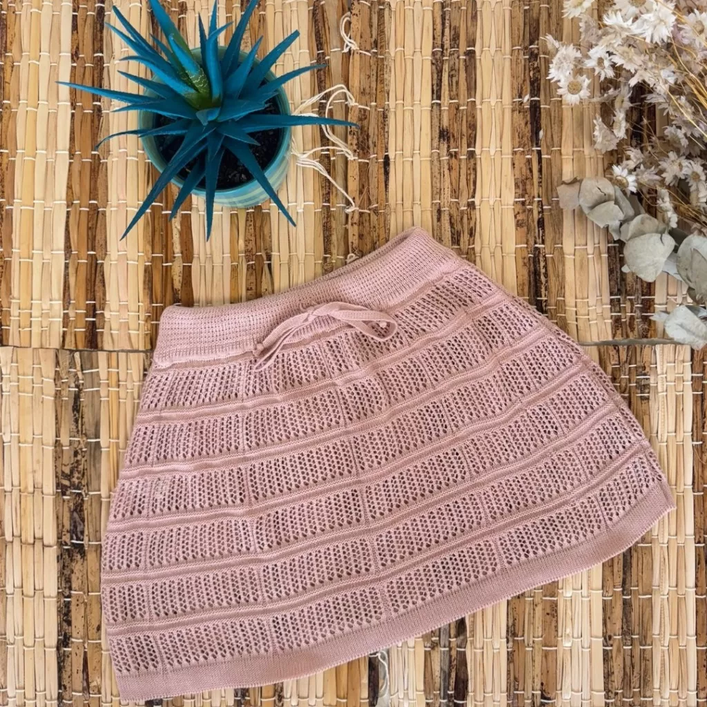 Saia Curta Moda Verão Tricô Mini Saia Moda Praia Tricot