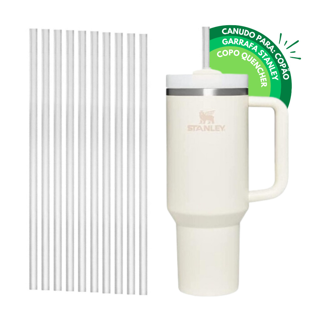 10 Canudo Plástico Rígido 31cm Extra Longo Reutilizável Copo Copão