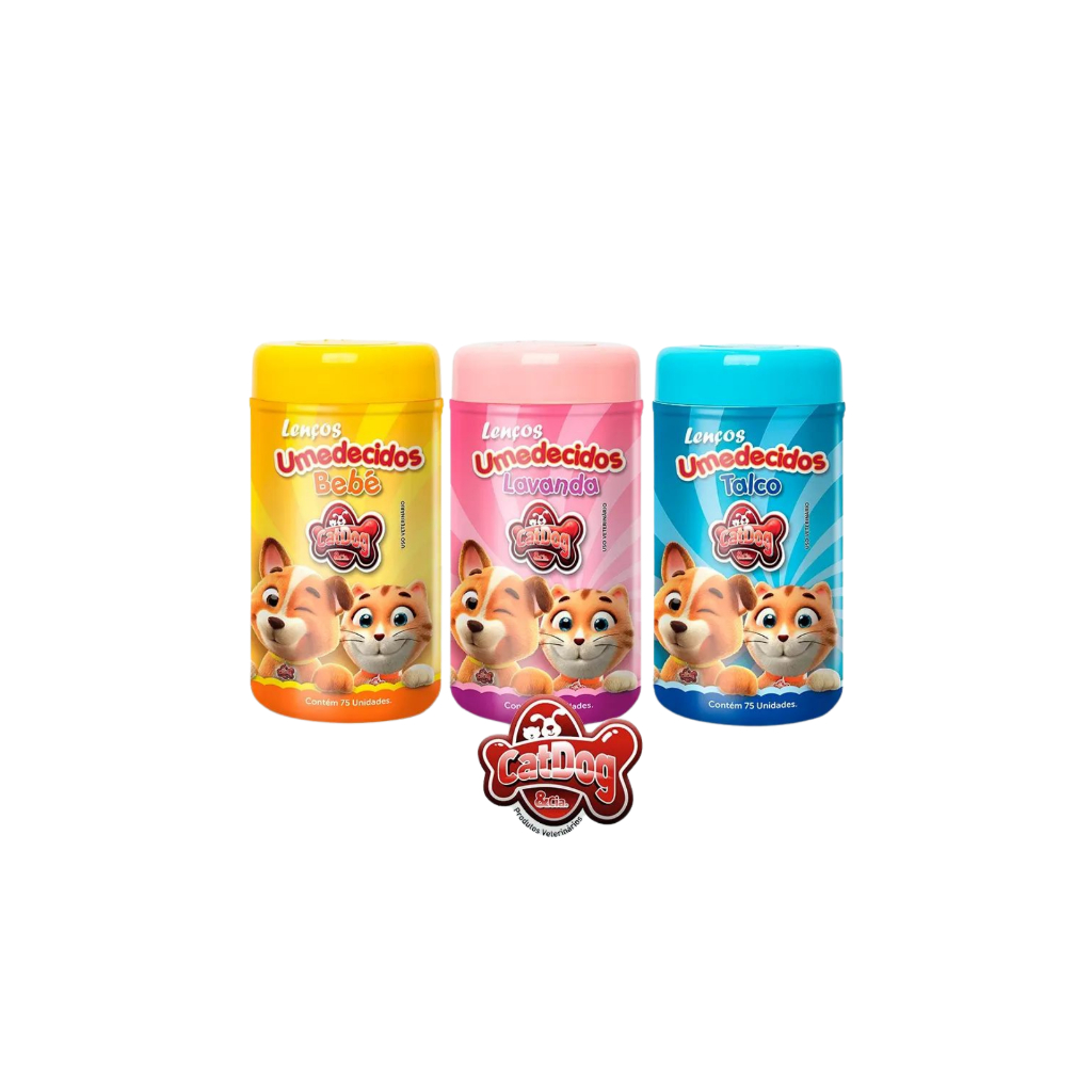 Lenço Umedecido Pet Cães Gatos 75U CatDog Diversas Essências