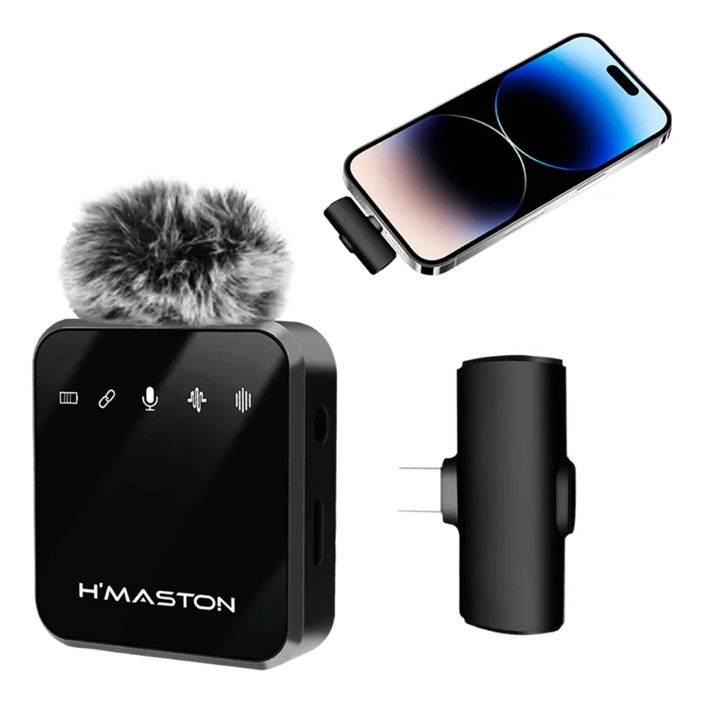 Microfone Sem Fio Lapela Hmaston Profissional Compatível Celular Som Limpo Longa Duração