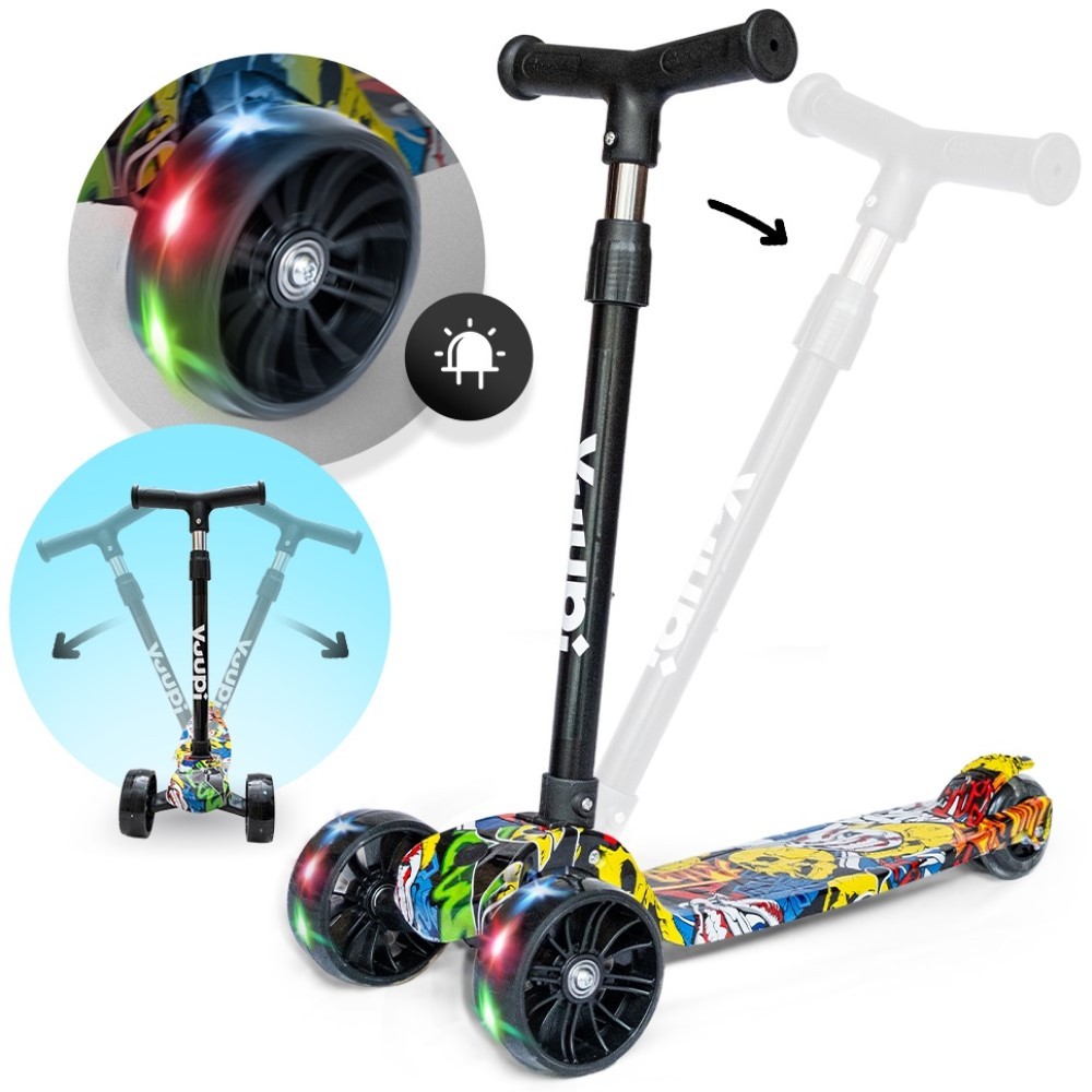 Patinete Infantil Com Rodas Flash Preto Yuupi