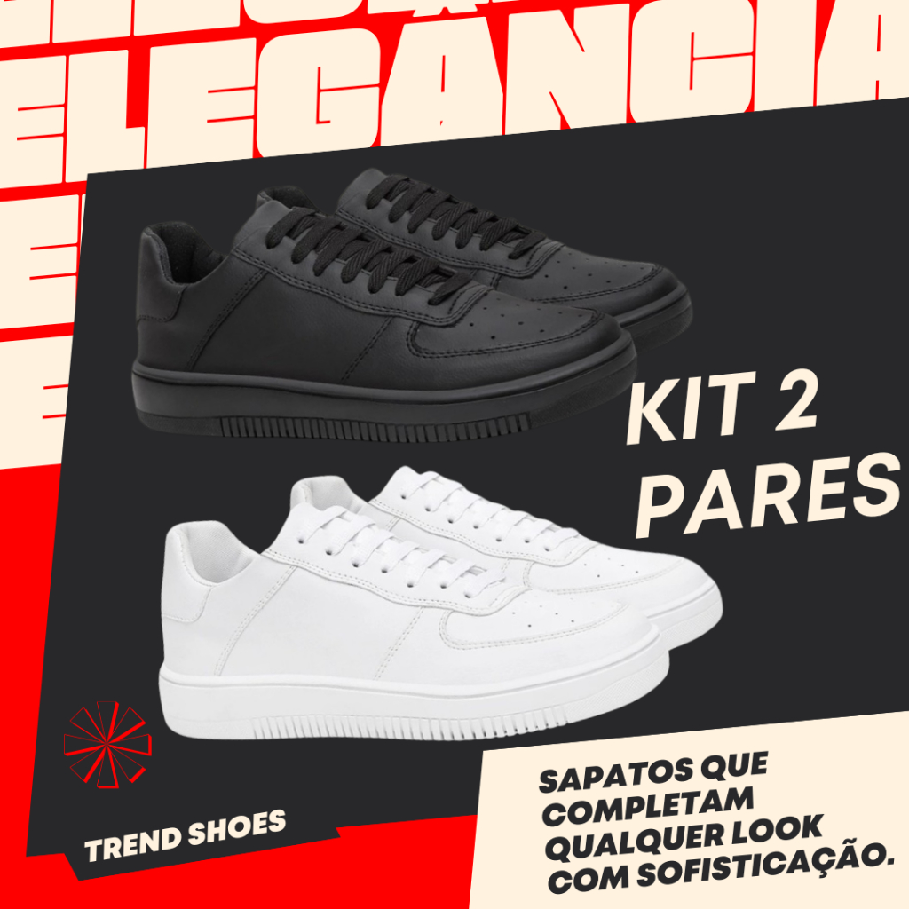 Kit 2 Tênis Feminino Casual Branco De Academia Caminhada Leve Macio Confortável Blogueira