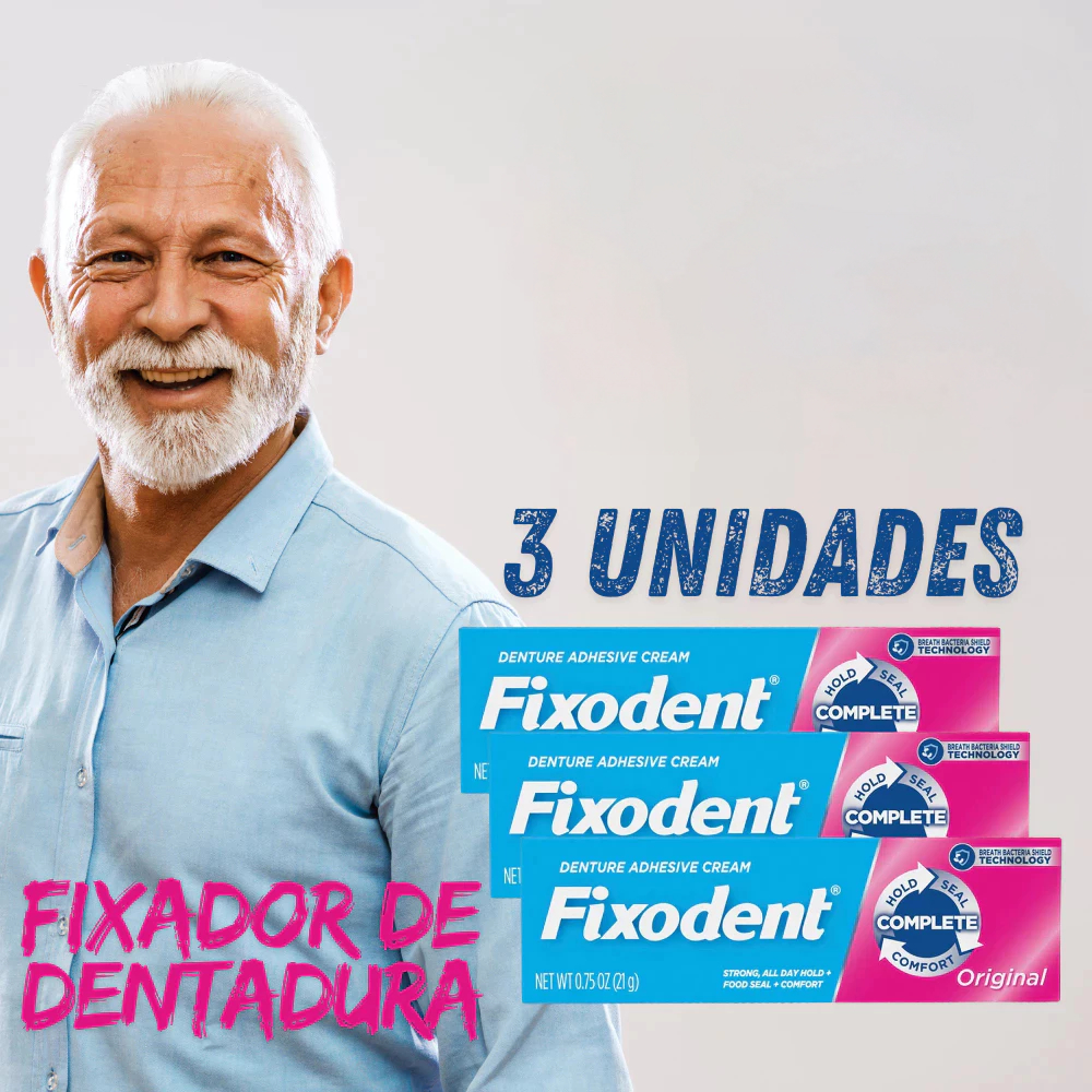 Fixodent Original 21g | Creme Adesivo para Dentadura | Fixação Forte e Segura