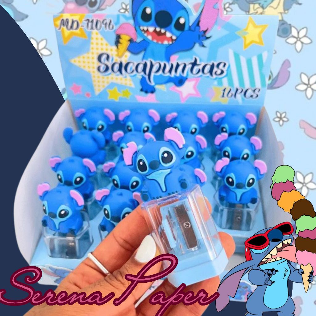 APONTADOR FOFO FORMATO STITCH COM DEPOSITO / PAPELARIA FOFA KAWAII / MATERIAL ESCOLAR