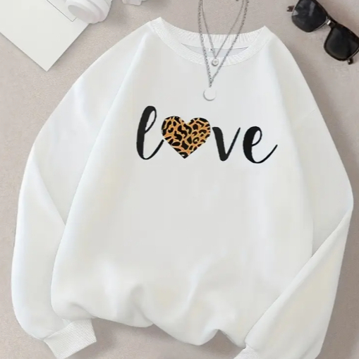 Moletom Gola Redonda Feminina Estampado Love Minim