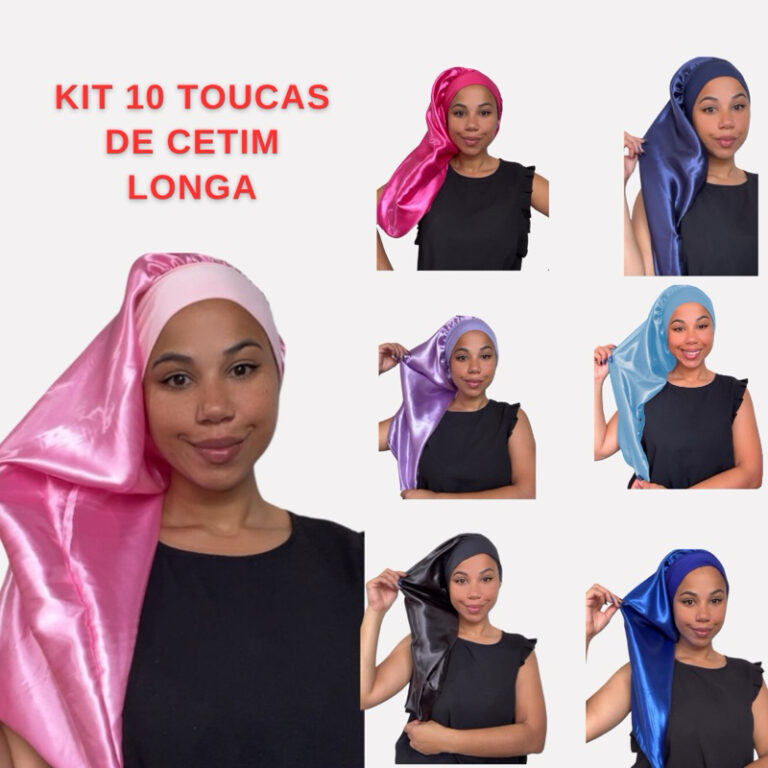 kit 10 unidades Touca de Cetim Longa Toca de Cetim