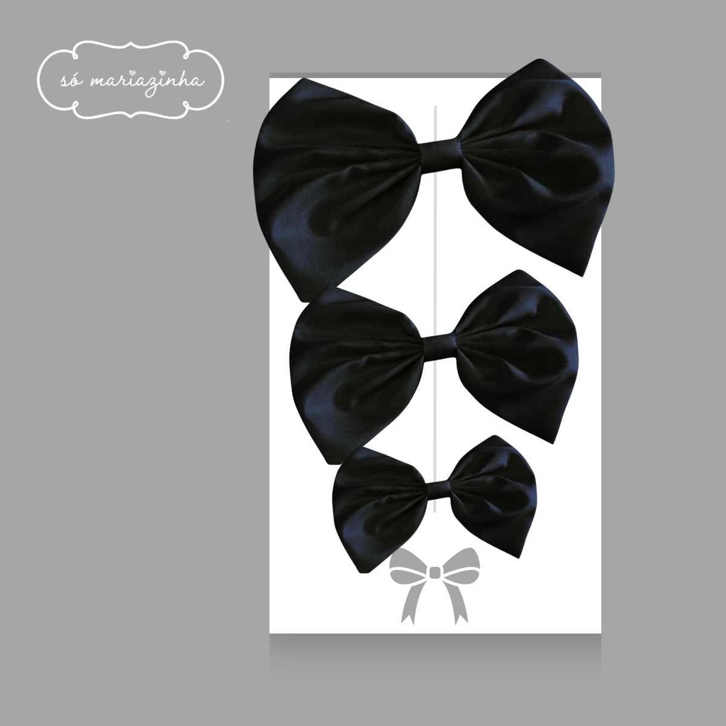 Laço Decorativo de Cabelo Com Trio Grande Medio Pequeno  PRETO REF4202