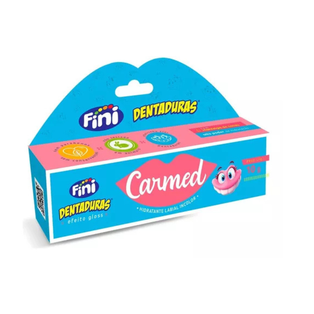 Carmed Protetor Hidratante Labial Fini Dentaduras Sabor Fambroesa e Morango 10g