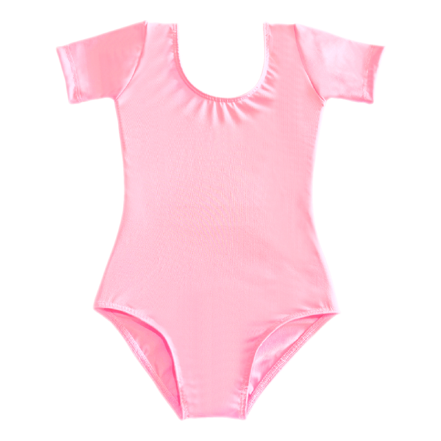 Collant Infantil Meia Manga Suplex Preto ou Rosa Bailarina