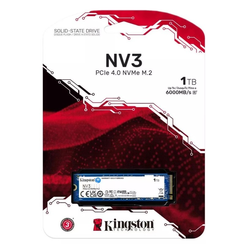 Kingston NV3 1TB M.2 2280 NVMe SSD | PCIe 4.0 Gen 4×4 | Up 6000 MB/s | SNV3S/1000g ou 2000g 1tb ou 2