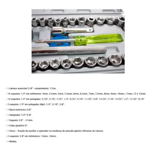 Kit Jogo De Chave De Catraca Reversível Com Soque