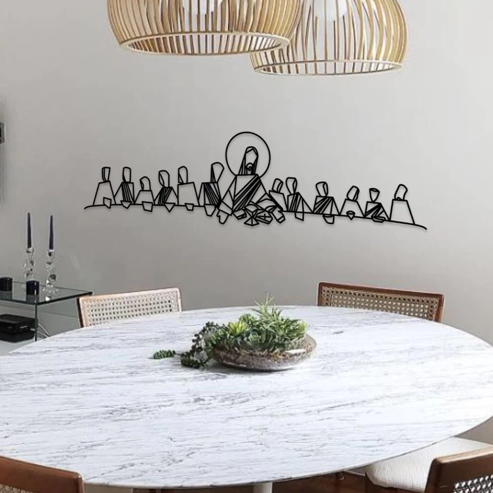Quadro Religioso Releitura Santa Ceia Decoração Sala De Jantar Mdf