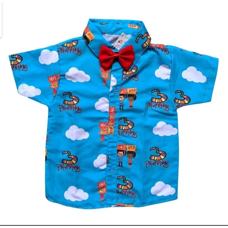 camisa social três palavrinhas tam 1 a 4 anos