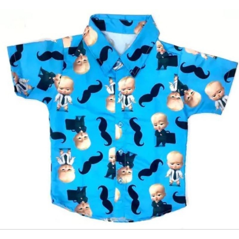 camisa social poderoso chefinho azul tam 1.2 anos e 2.3 anos