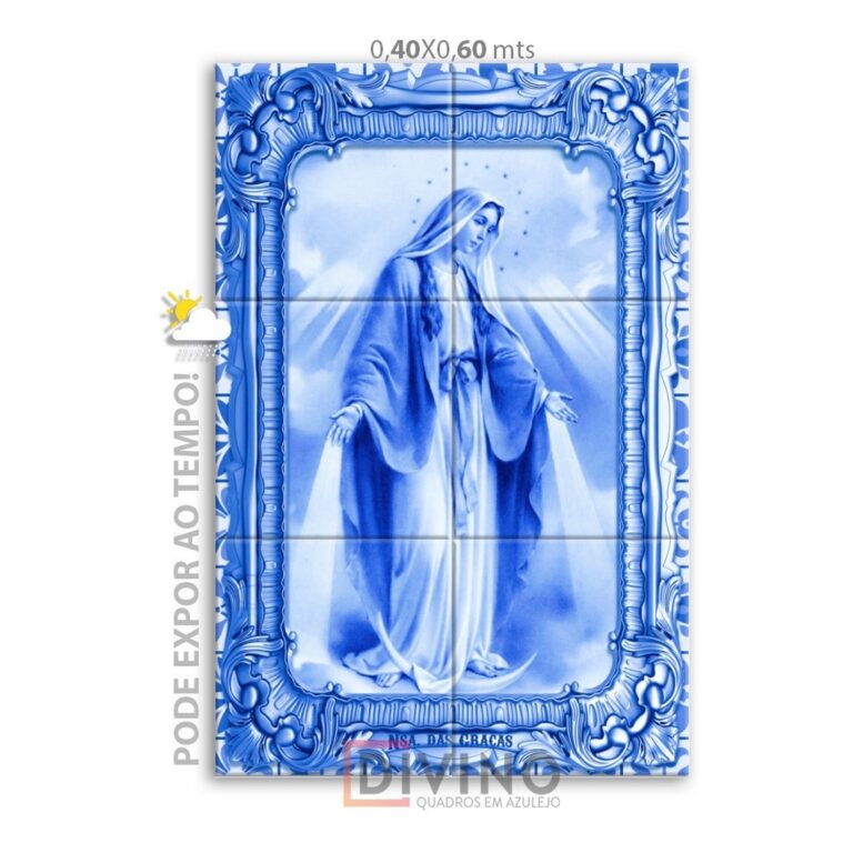 Quadro Decorativo Nossa Senhora Das Graças Azul E