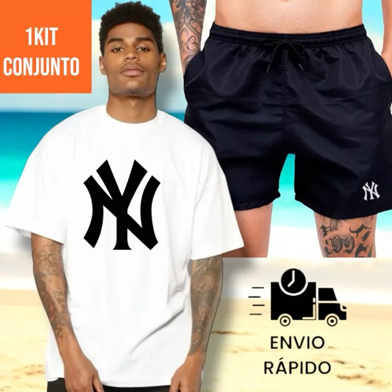 Kit Conjunto Blusa Camiseta Algodão Short Praia C