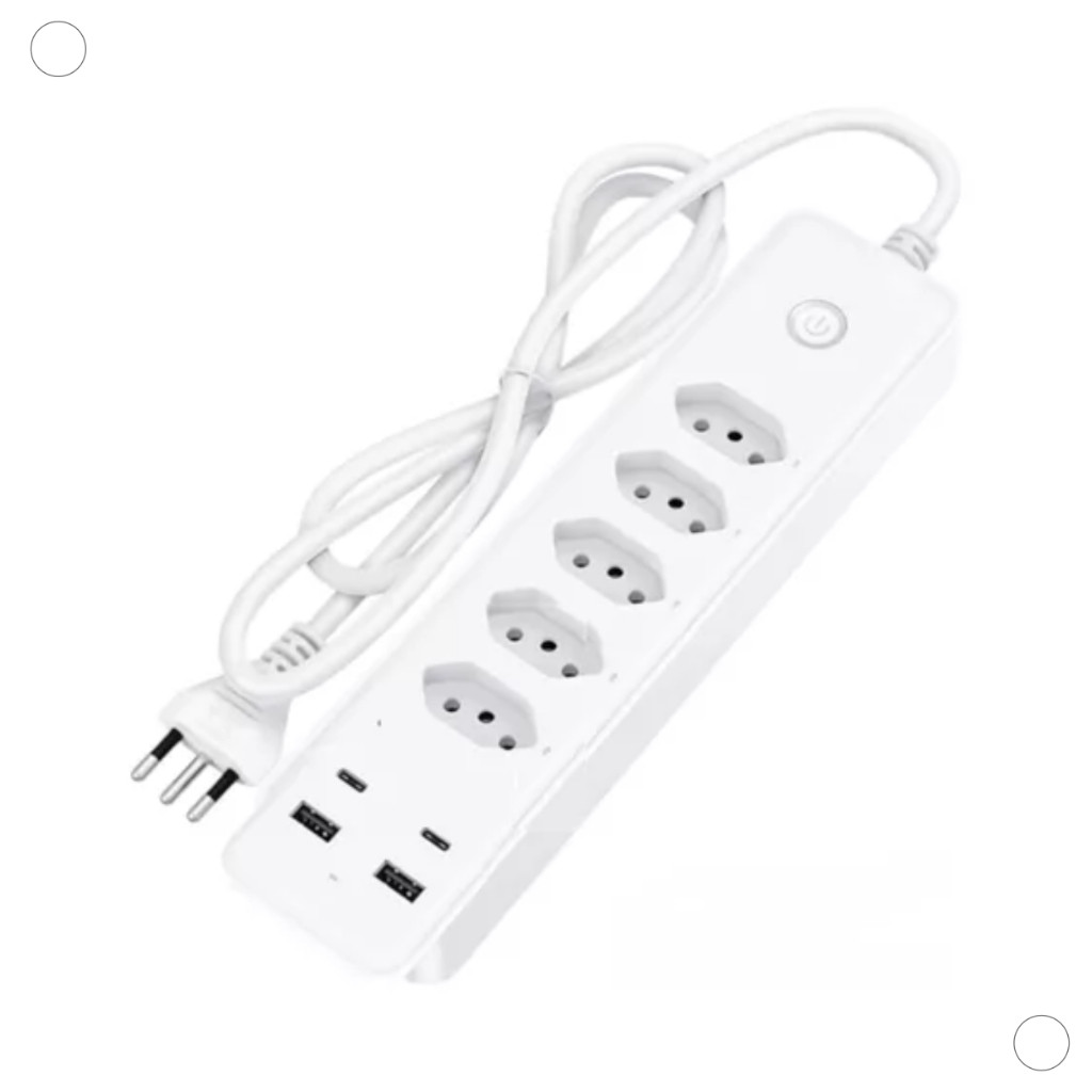 Régua Extensão Filtro de Linha Led 2 3 4 ou 5 Tomadas 2 Usb 2 Tipo C Bivolt
