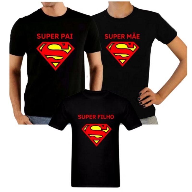 Kit de Camiseta Família super heróis, Camiseta 100% algodão personalizada para aniversário temático