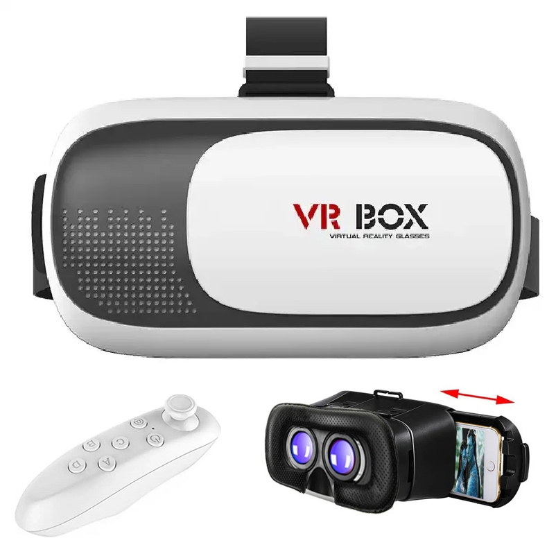 Óculos de Realidade Virtual VR BOX Com Controle Para Celular Smartphone Cardboard 3d