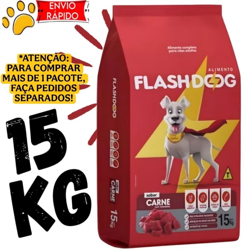 Flashdog Ração para Cães Adultos 15 kg Nutrição Completa e Econômica