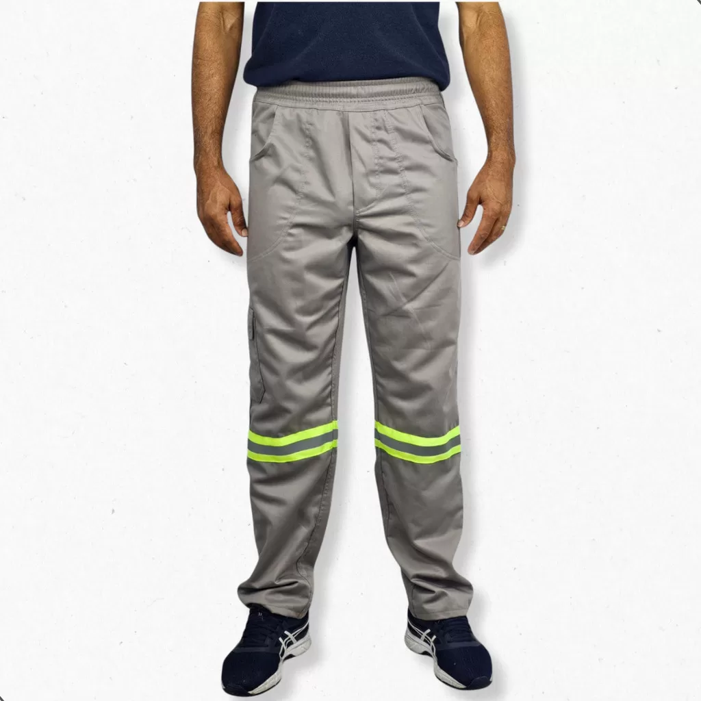 Calça De Uniforme Brim Pesado Com Faixa Refletiva Reforçada