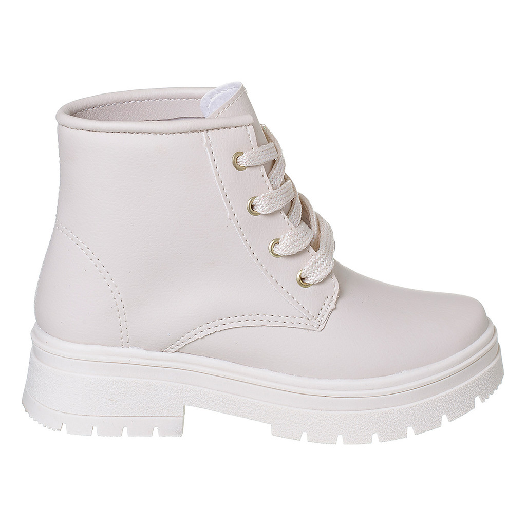 Bota Infantil Coturno Menina Off White Lisa Feminino Blogueirinha Confortável Leve Estilo