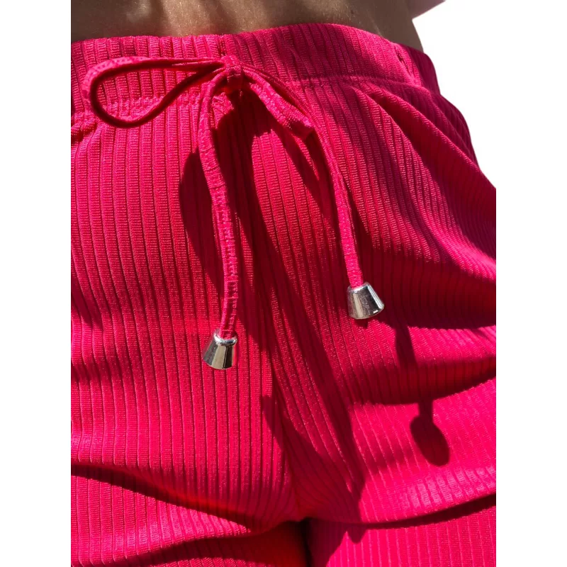 Shorts Feminino Plus Size Canelado P AO G2 Malha Canelada