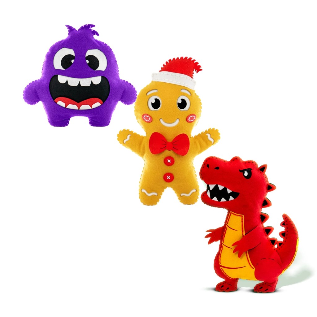 Boneco de Feltro Ponto a Ponto Para Montar e Brincar Colecionável infantil