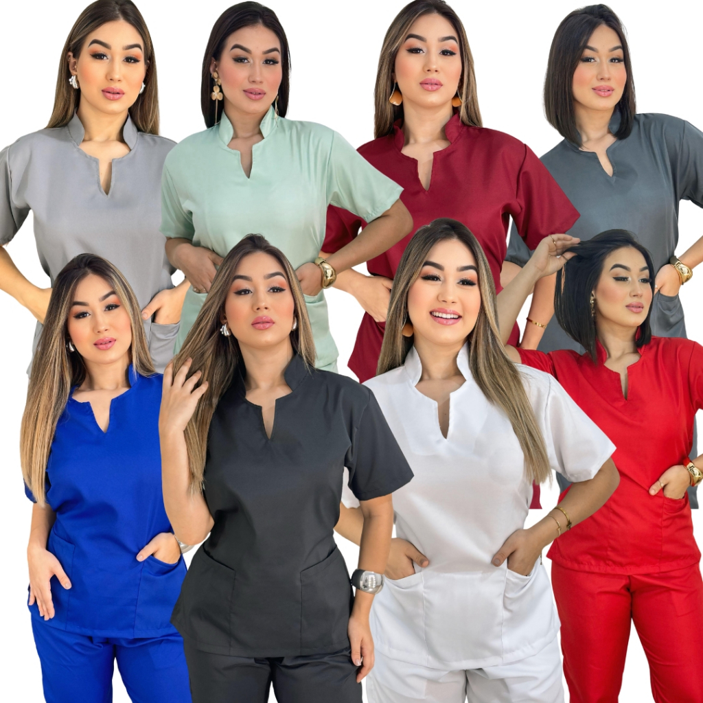 Pijama Hospitalar Cirúrgico Feminino Gabardine Jogger Scrubs