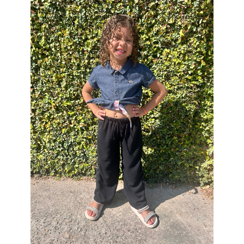 Calça Pantalona Infantil Juvenil Blogueirinha Tecido Duna Fresquinha e Confortável