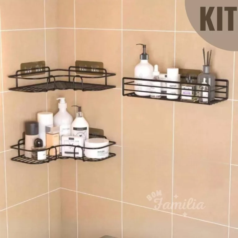 Kit 3 Prateleiras Suporte Auto Adesivas Organizado