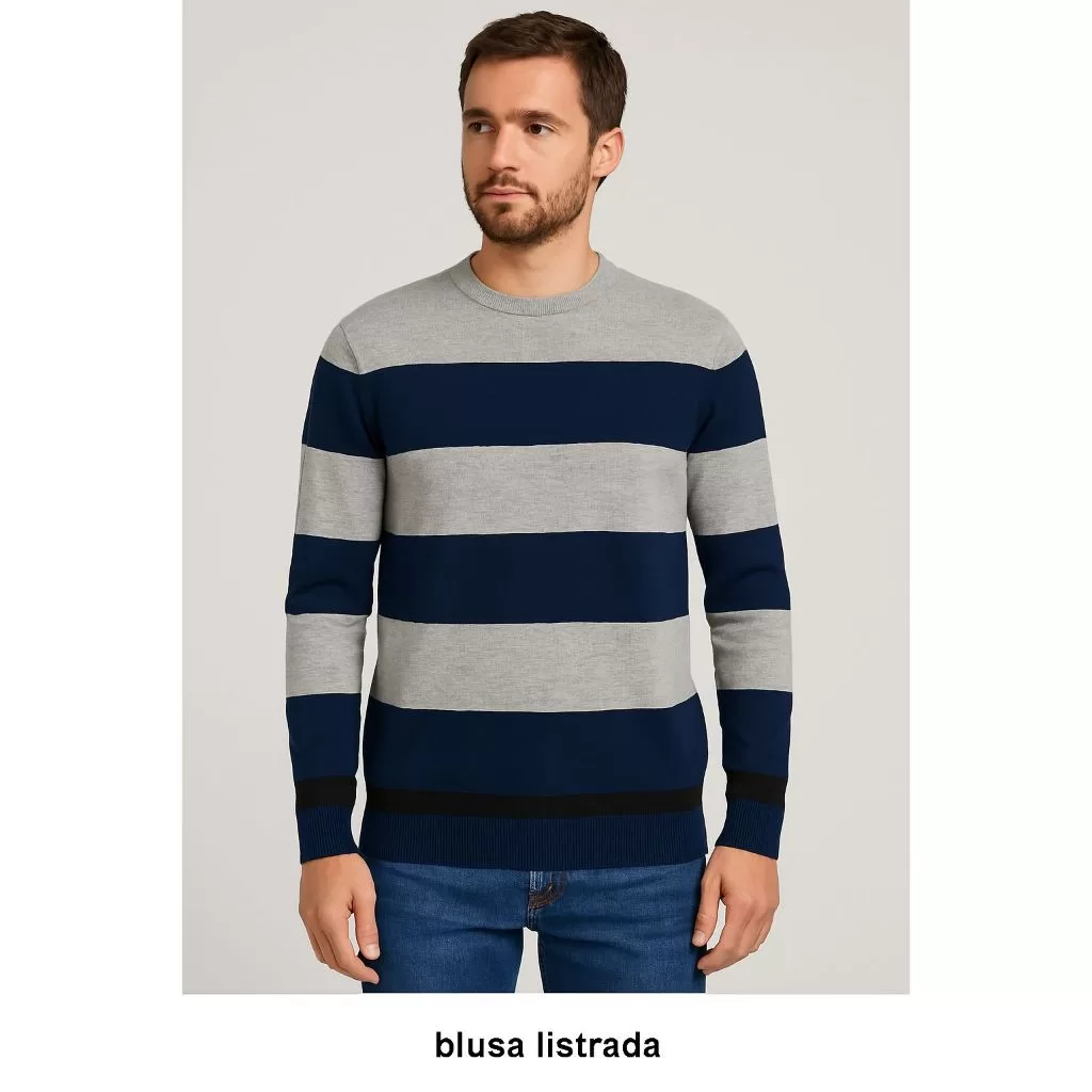 Blusa Masculina Tricot Listrada